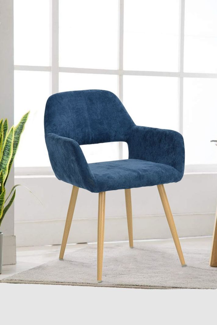 Silla Comedor Cromwell Terciopelo Azul-1