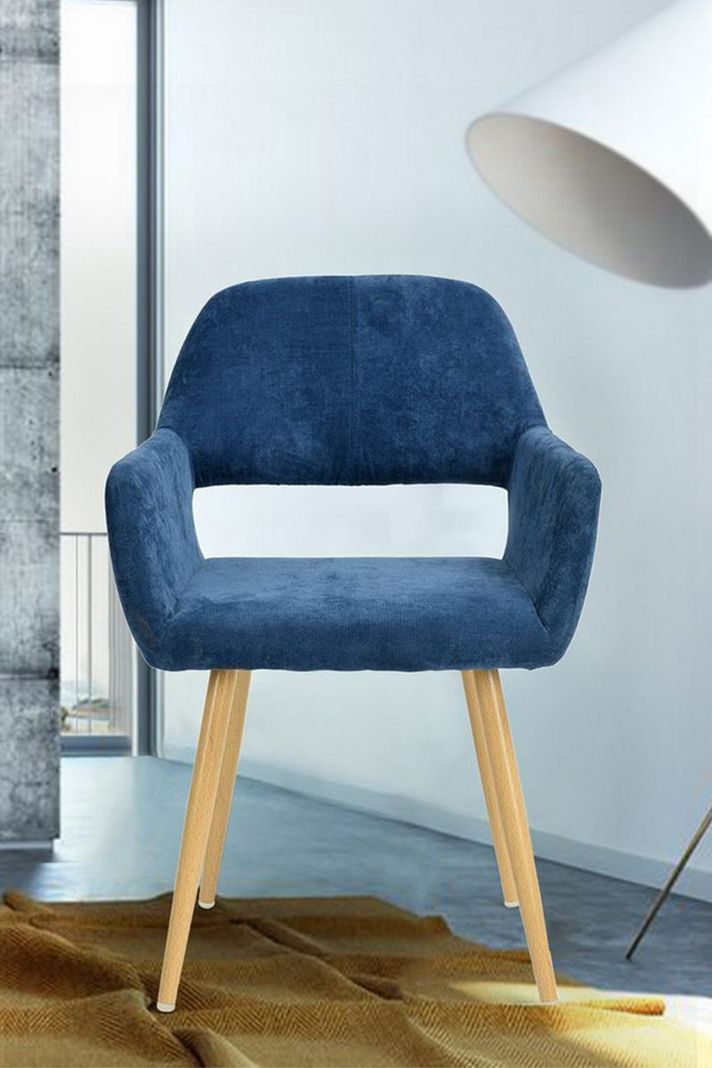 Silla Comedor Cromwell Terciopelo Azul-5