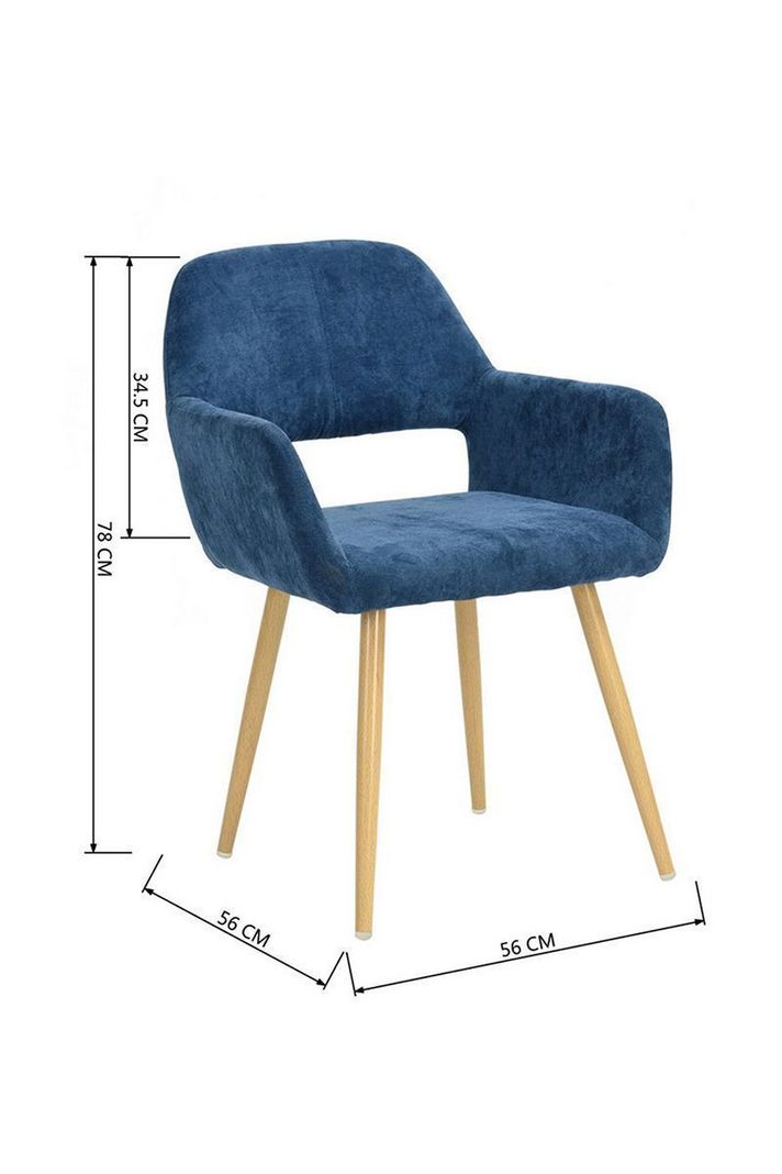 Silla Comedor Cromwell Terciopelo Azul-2