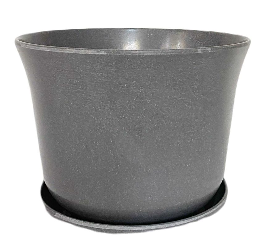 MACETA BIODEGRADABLE CURVO GRIS C/PLATO 16,5X13