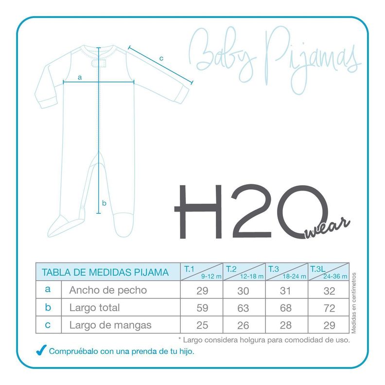 Pijama Bebé Niño Entero c/Gorro Polar Sustentable Azul H2O Wear-2