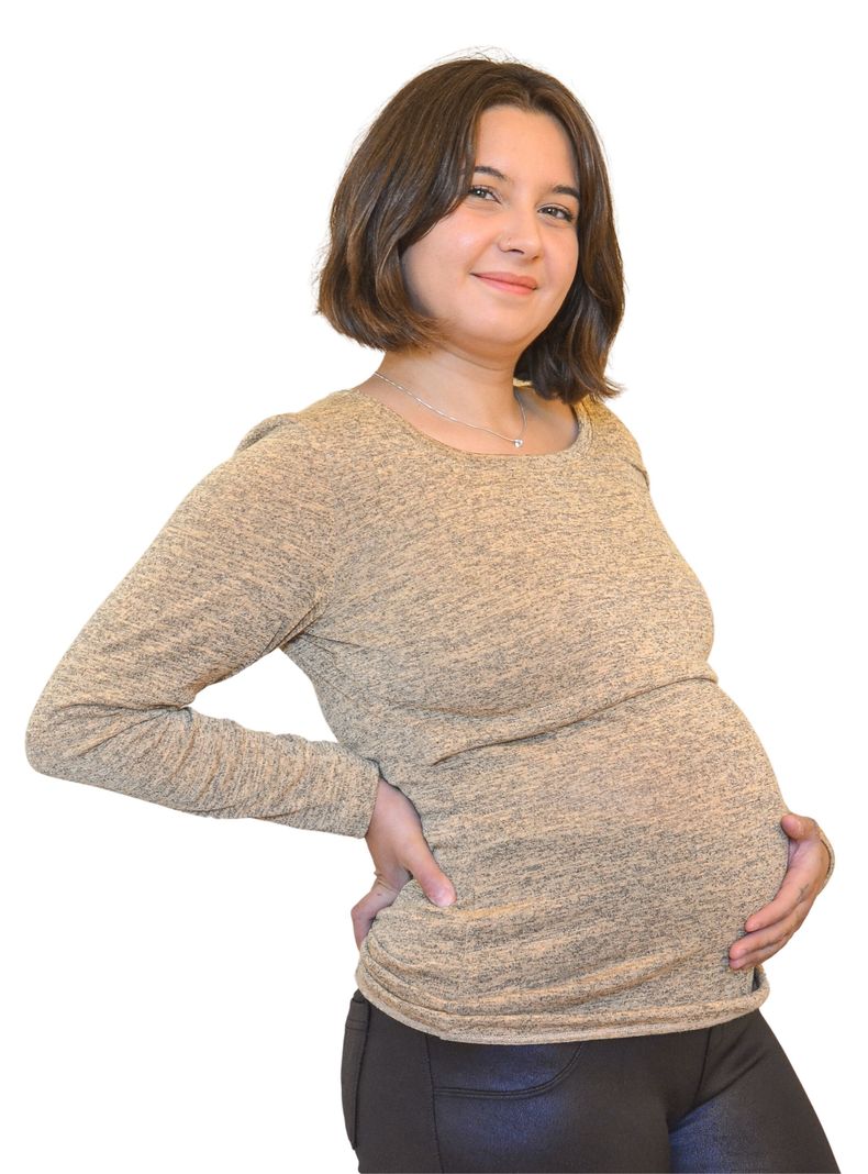 Polera Maternal y Lactancia Lanilla Mostaza-0