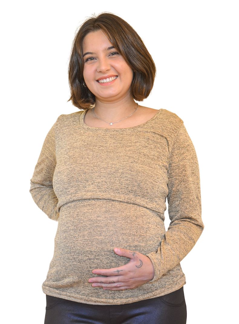 Polera Maternal y Lactancia Lanilla Mostaza-2