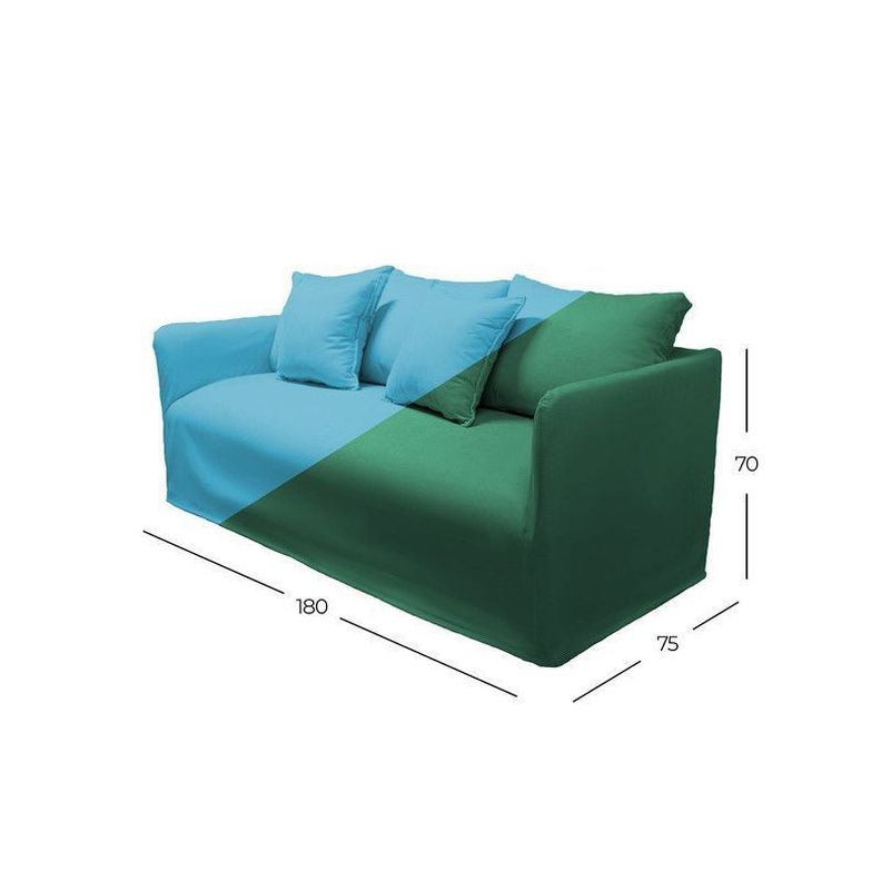 Sofá Dua 2 Fundas Intercambiable Turquesa Y Verde-5
