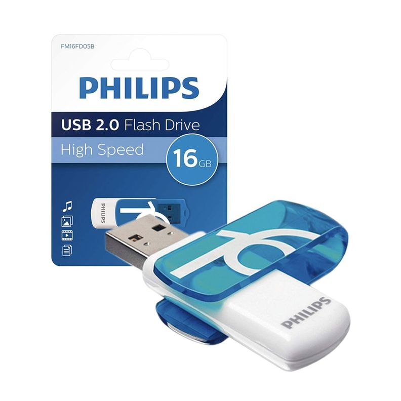 Pendrive 16gb Philips Vivid Azul - PuntoStore-0