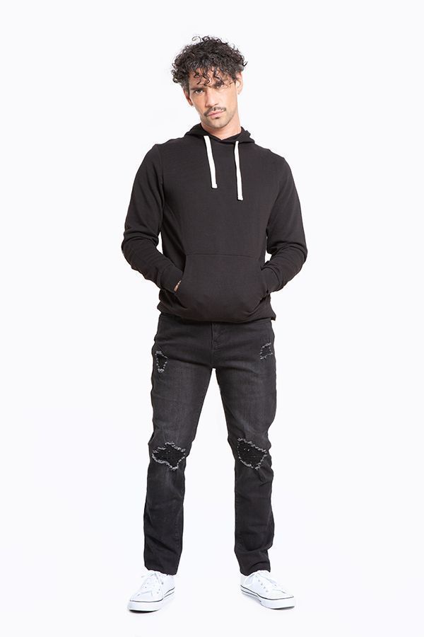 Jeans Hombre Slim Negro Focalizado Suave Destroyer-1