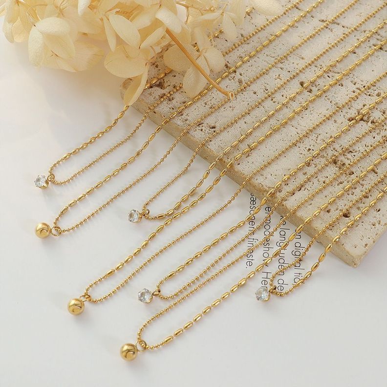 Collar Baño Oro Amarillo 18 Kilates Mostacilla Punto De Luz-1