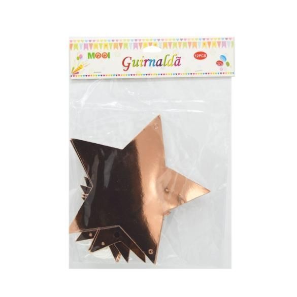 Guirnaldas - Estrellas Grandes Oro Rosa Metalizada 12pcs-0