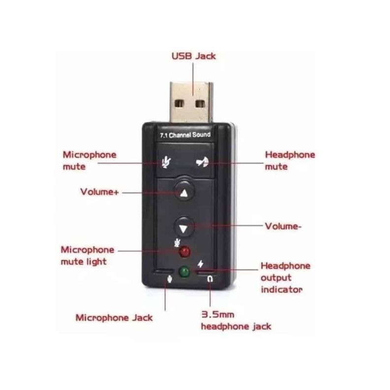 Tarjeta Adaptador De Audio USB Estéreo 7.1 Para Pc, Notebook, UT-USND33-2