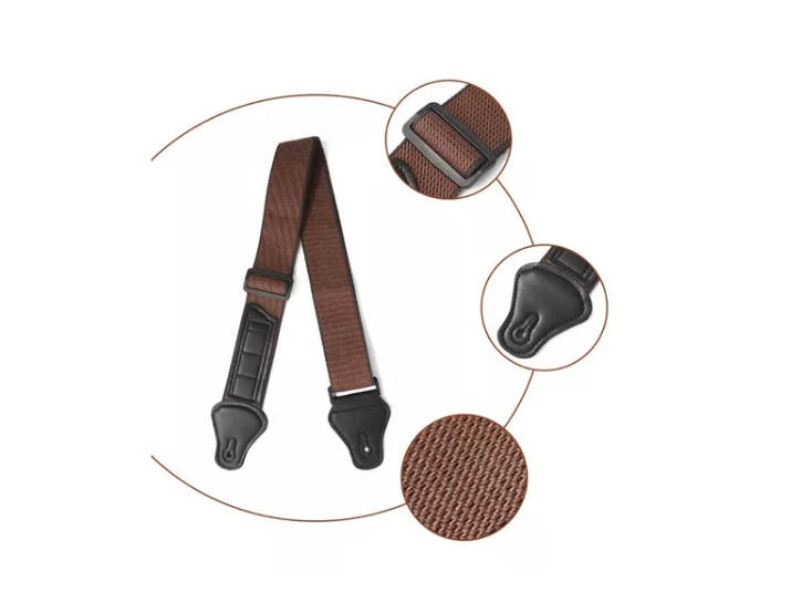 Correa Para Guitarra Y Bajo Puntas Cuero + 3 Uñeta-2