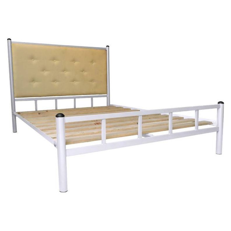 Cama 2 Plazas Blanco Respaldo Camel