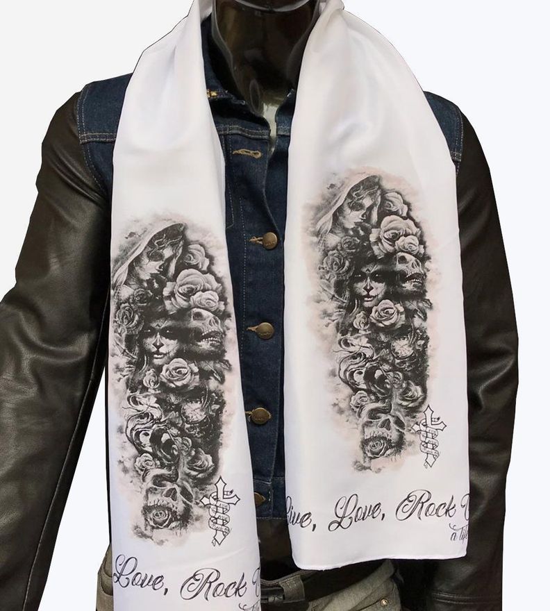 Pañuelo Blanco Estampado Calavera Katrina-0
