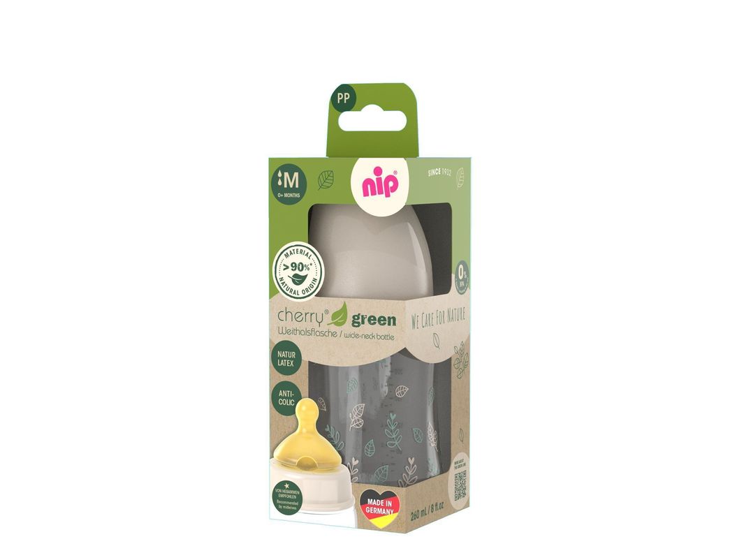 Mamadera Latex Cherry Green 260 ml crema -2