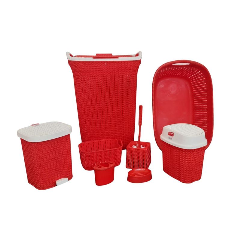 Set De Baño 8 En 1 Pvc Cesta Isopo Papelera-1