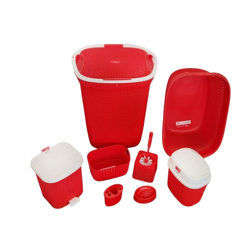 Set De Baño 8 En 1 Pvc Cesta Isopo Papelera-0