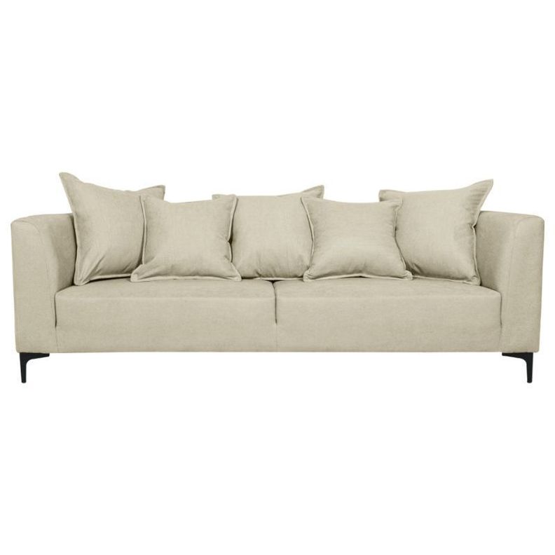 Sofa Cordelia Chenille Tipo Lino Beige 3 Cuerpos