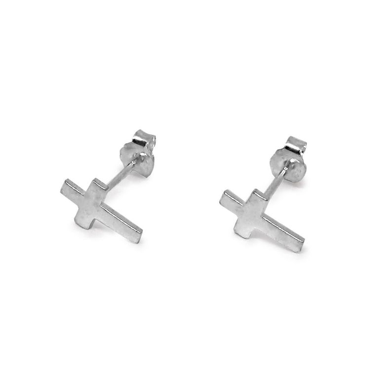 Aros Cruz Mini Plata Fina 925-0