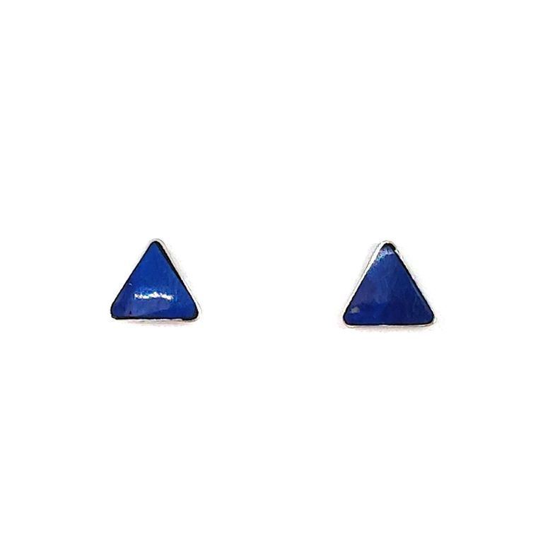 Aros Triangulos Lapislazuli Plata Fina 925 Azul