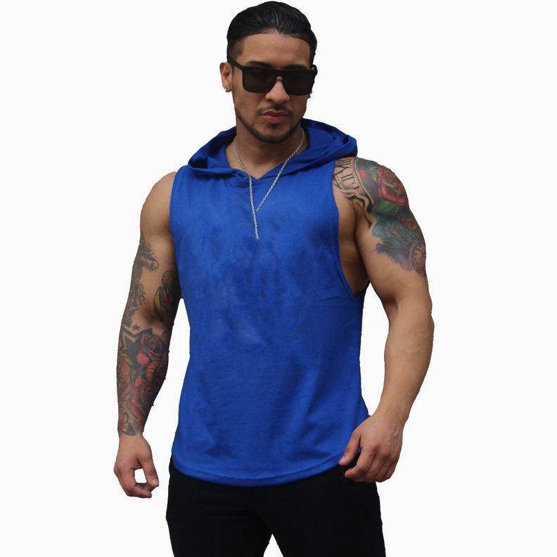 Polera Musculosa Con Capucha sin estampado-0