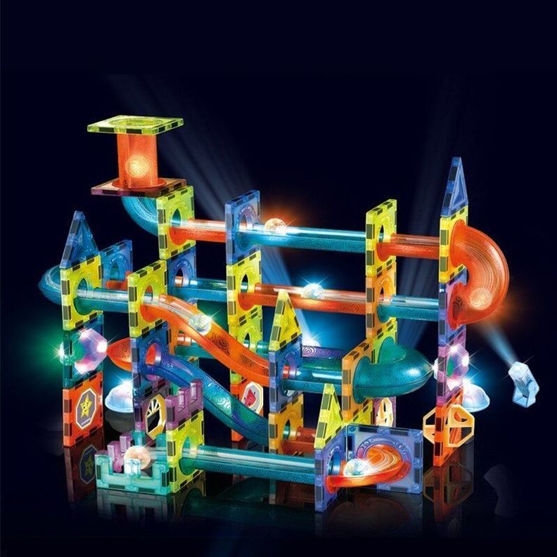 Bloque de Construcción Magnético con Pista de Bola de Luz 150 Piezas-1