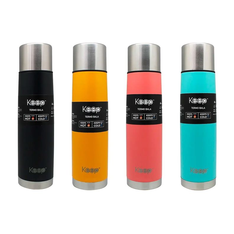 Termo Bala Acero Inoxidable 500 ml Rubber Celeste / Amarillo-8