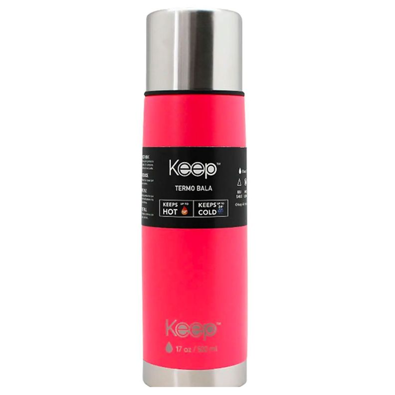 Termo Bala Acero Inoxidable 500 ml Rubber Celeste / Amarillo-1