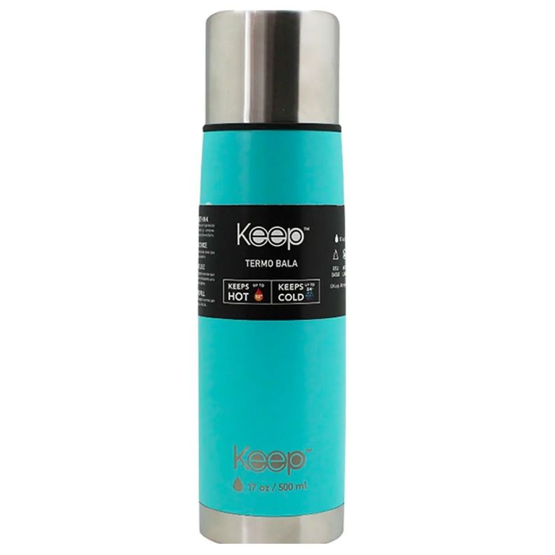 Termo Bala Acero Inoxidable 500 ml Rubber Celeste / Amarillo-3