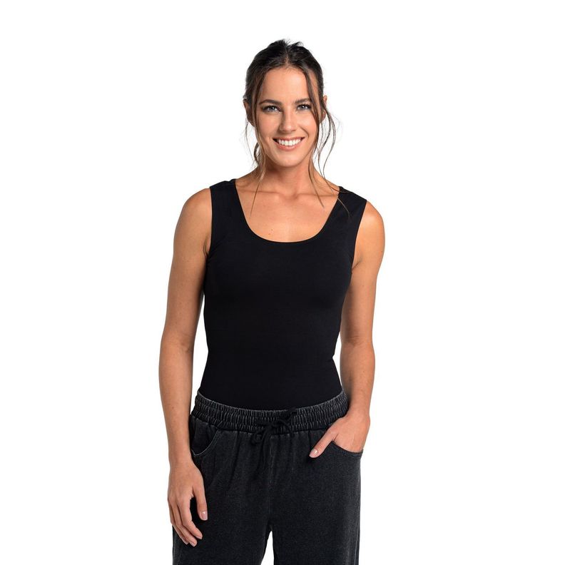 POLERA SIN MANGAS MODELANTE ALGODÓN NEGRO-2