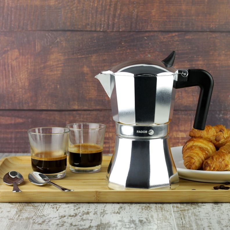 Cafetera italiana espresso acero inoxidable 9 Tazas Cupy Fagor-7