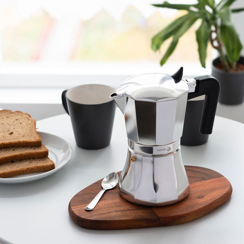 Cafetera italiana espresso acero inoxidable 9 Tazas Cupy Fagor-6