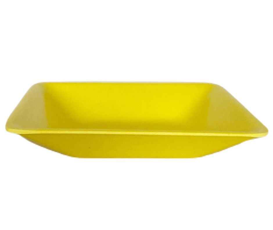 SET MACETA BIO C/PLATO CUADRADO AMARIL13,3X12,4-1