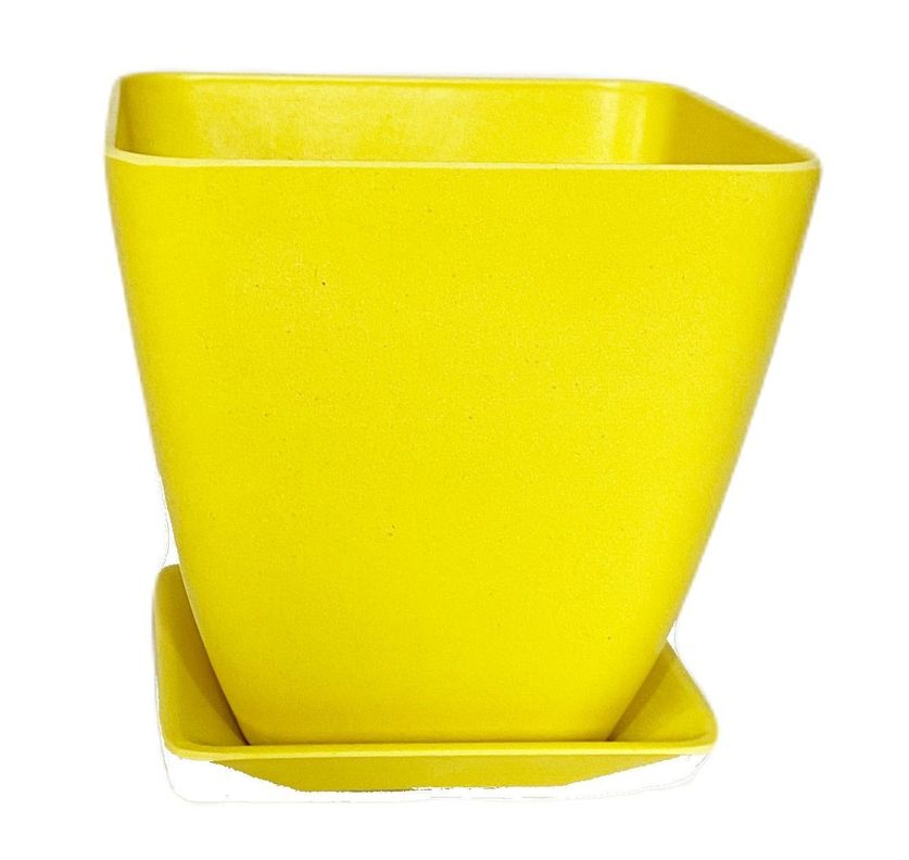 SET MACETA BIO C/PLATO CUADRADO AMARIL13,3X12,4-0