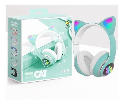 Audífonos Inalámbricos Cat Verde Gato Luces Rgb-1