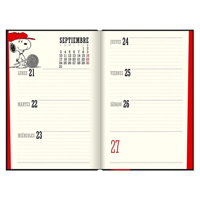 Agenda Snoopy All Black and Red Door Semana Vista 2023-3