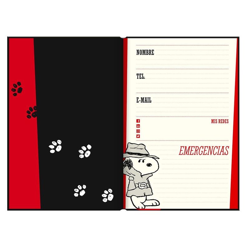 Agenda Snoopy All Black and Red Door Semana Vista 2023-1