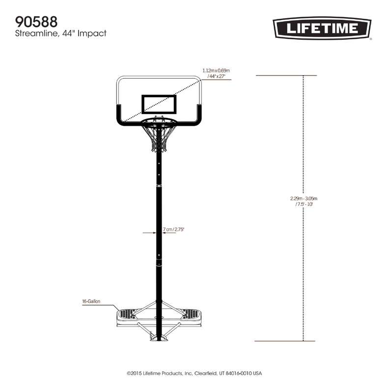 Aro Basketball Portátil Polietileno 112 x 69 cm-2
