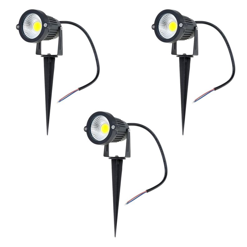 Pack 3 Foco LED Estaca Jardín 5W Cálido-0