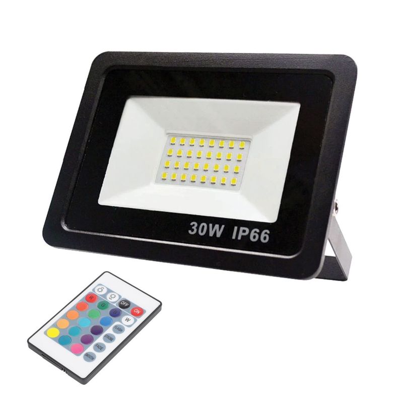 Foco Proyector de Área LED 30W RGB Con Control Remoto-0