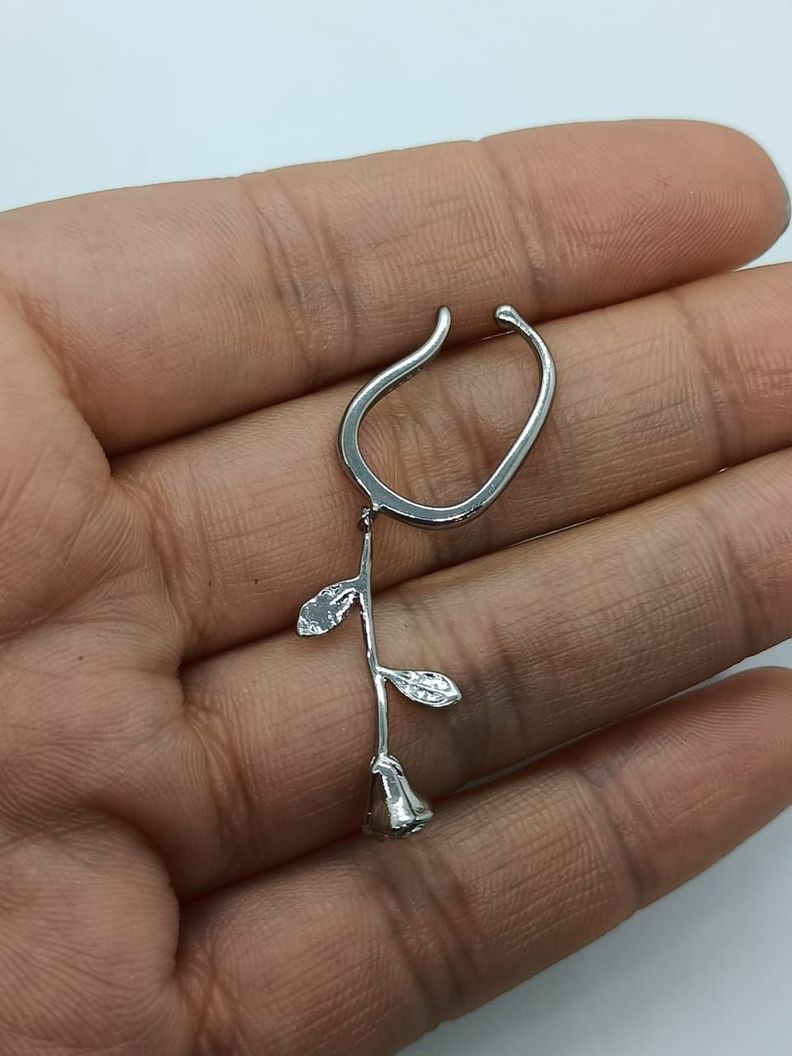 Aro Pendiente Largo Rosa Sin Hoyos Sin Perforar earcuff Por Unidad-4