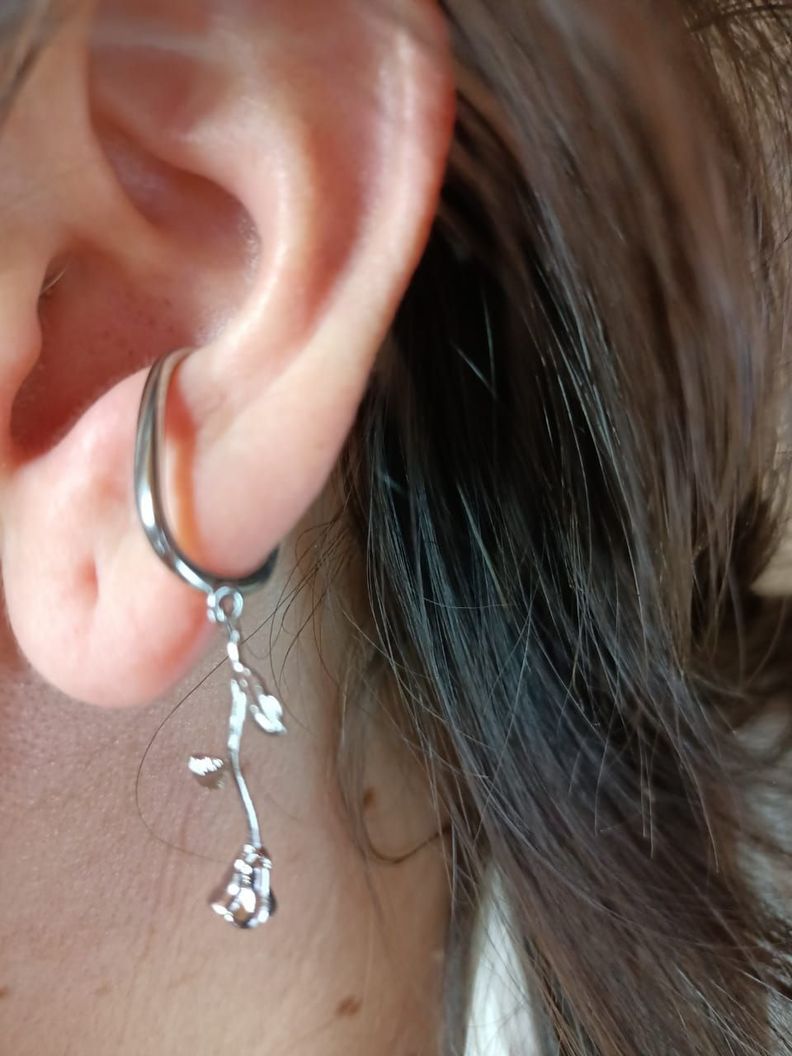 Aro Pendiente Largo Rosa Sin Hoyos Sin Perforar earcuff Por Unidad-3