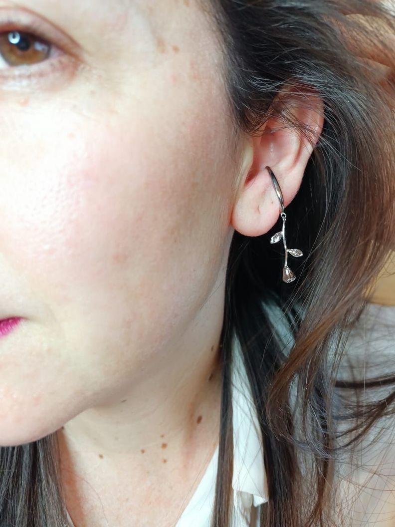 Aro Pendiente Largo Rosa Sin Hoyos Sin Perforar earcuff Por Unidad-2