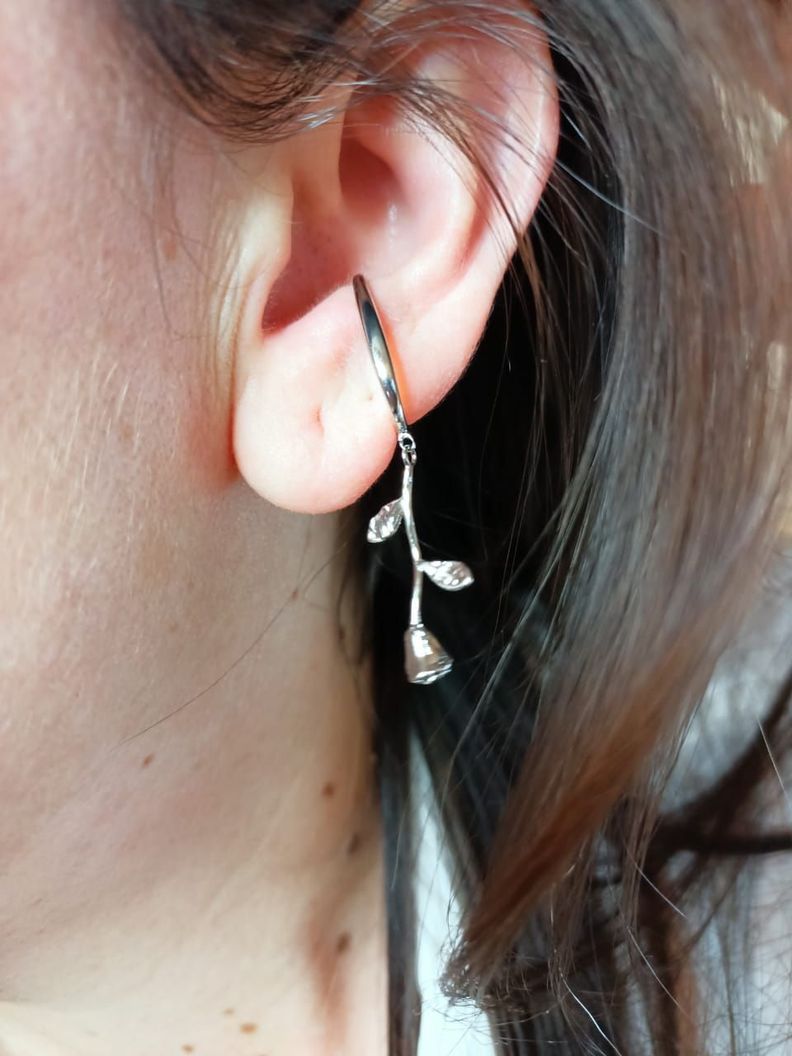 Aro Pendiente Largo Rosa Sin Hoyos Sin Perforar earcuff Por Unidad-5