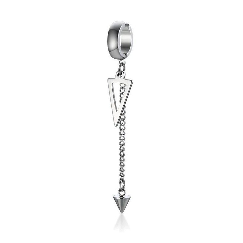 Pendiente Con Cadena Colgante Y Triángulo, Aro Masculino-0
