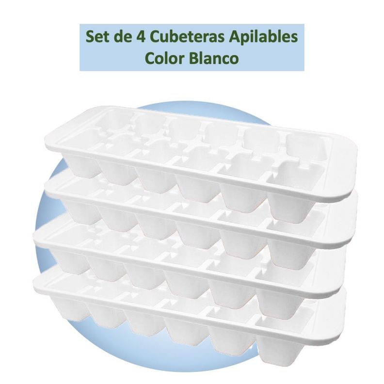 Cubeteras Apilables Plásticas Pack 4 Unidades 48 Cubos-0