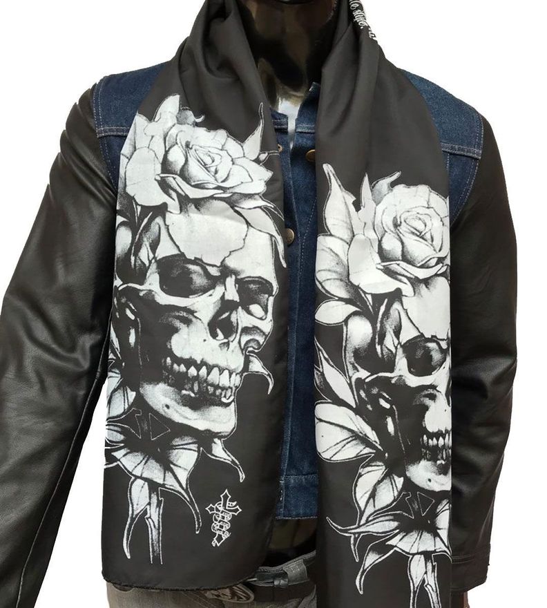 Pañuelo Negro Estampado Calavera Torn-0