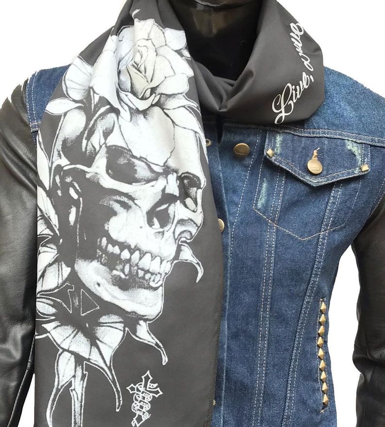 Pañuelo Negro Estampado Calavera Torn-1