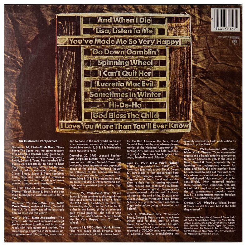 BLOOD, SWEAT & TEARS - GREATEST HITS VINILO USADO-1