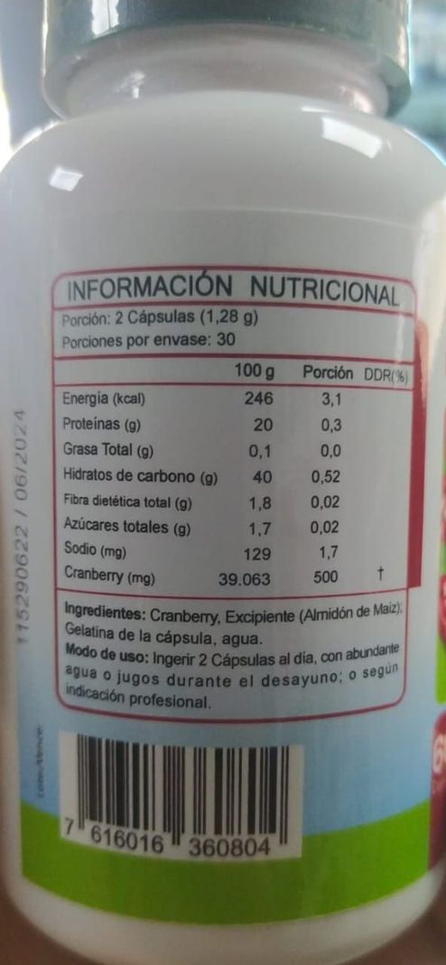 Cranberry 500 Mg  60 Cápsulas Antioxidantes  - FNL-1