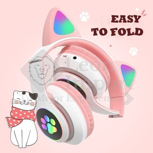 Audífonos Inalámbricos Cat Gato Rosa Luces Rgb-5