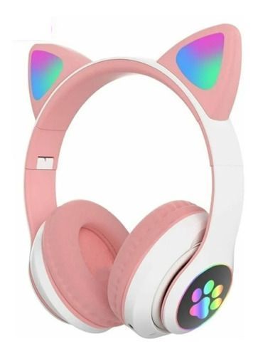 Audífonos Inalámbricos Cat Gato Rosa Luces Rgb-0